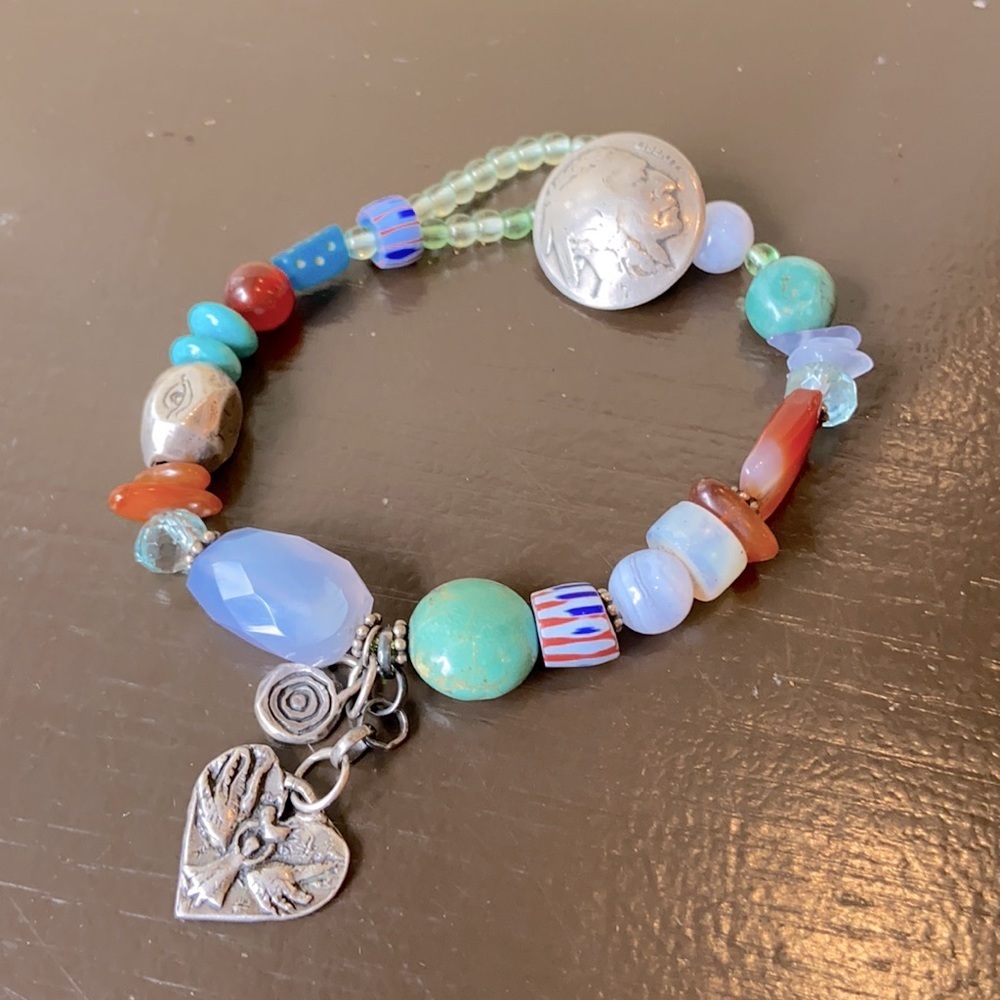 Jes MaHarry Sundance Bracelet Limited Edition Sold Out Indian Head Nickel Stones